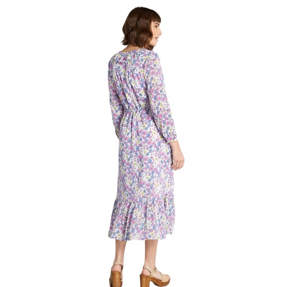 ModCloth Anthropology Violet White Ruffling For Flowers Midi Dress NWT Size 6 - Picture 2 of 13